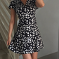 Versatile Button Flower Casual Skirt Women Summer Dress Vacation Date Dress D2102