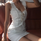 Versatile Pleated Lace Up Short Skirt Women Teenage Girl Summer Dress Vacation Date Dress D2104