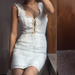 Versatile Pleated Lace Up Short Skirt Women Teenage Girl Summer Dress Vacation Date Dress D2104