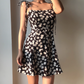 Cute A Line Spaghetti Straps Floral Short Skirt Women Teenage Girl Summer Dress Vacation Date Dress D2106