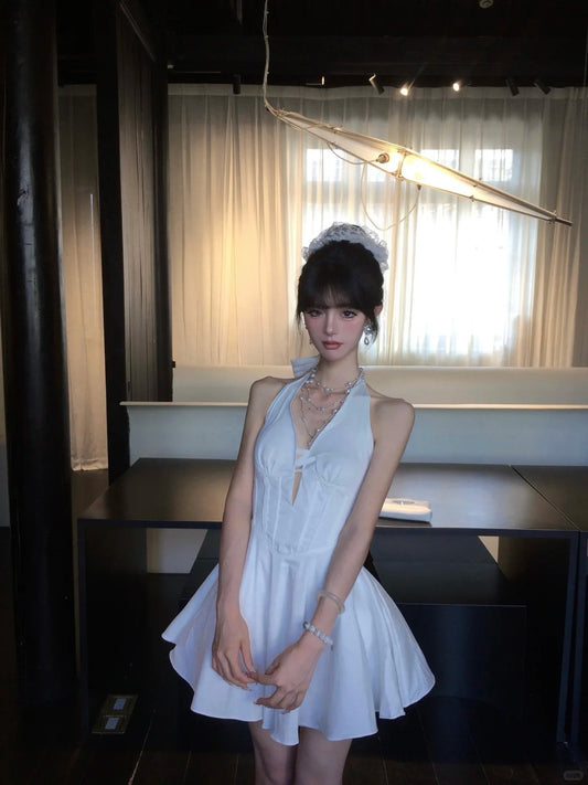 Popular A Line Halter Pleated Short Prom Dress Homecoming Dress Birthday Party Dress D2110