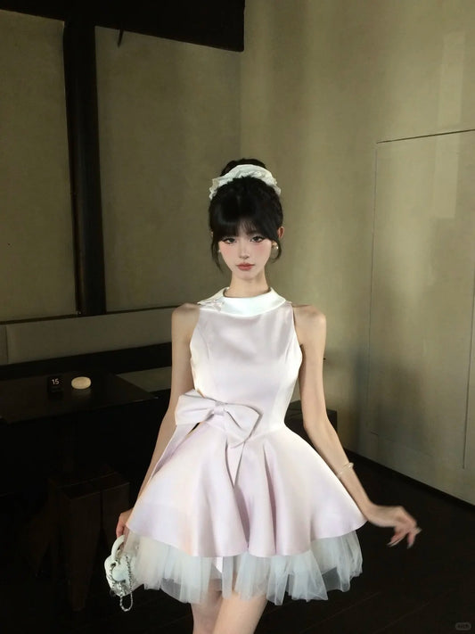 Cute A Line Bowknot Tulle Tiered Short Prom Dress Homecoming Dress Birthday Party Dress D2111