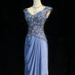 Gergous V-neck Beading Sequins Pleated Floor Length Prom Dress Evening Dress Party Dress   D2125