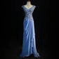 Gergous V-neck Beading Sequins Pleated Floor Length Prom Dress Evening Dress Party Dress   D2125