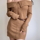 Sexy Off the Shoulder Long Sleeves Buttons Short Skirt Wommen Teenage Girl Casual Dress D2139