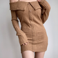 Sexy Off the Shoulder Long Sleeves Buttons Short Skirt Wommen Teenage Girl Casual Dress D2139