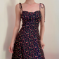 Cute A Line Lace up Print Short Skirt Wommen Teenage Girl Summer Vacation Dress D2142