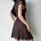 Retro A Line V-neck Polka Dot Short Fitted Skirt Women Summer Vacation Dress   D2152