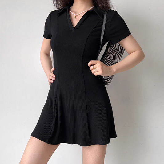 Minimalist A Line Black Short Casual Skirt Women Teenage Girl Summer Date Dress    D2153