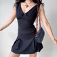Versatile A Line V-neck Short Casual Dress Women Teenage Girl Summer Date Dress    D2154