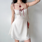 Versatile A Line Spaghetti Straps Lace up Short Skirt Summer Vacation Dress Women Teenage Girl Dress   D2156