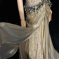 Shiny High Collar Sequins Pleated Floor Length Gown Prom Dress Evening Dress Gala Dress D2158