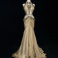 Shiny High Collar Sequins Pleated Floor Length Gown Prom Dress Evening Dress Gala Dress D2158