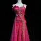 Gorgeous Spaghetti Straps Crystal Sequins Tulle Floor Length Gown Prom Dress Evening Dress  D2159