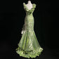 Beauty Ruffle Sequins Pleated Floor Length Prom Dress Evening Dress Gala Dress   D2163