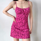 Retro Spaghetti Straps Lace-up Print Floral Short Skirt Women Teeage Girl Summer Seaside Dress   D2168