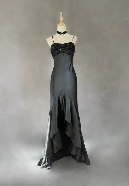 Elegant Spaghetti Straps Beading Hi-lo Ruffle Prom Dress Evening Dress Gala Dress      D2168