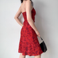 Vacation Spaghetti Straps Lace-up Print Short Date Skirt Women Teenage Girl Summer Seaside Dress   D2173
