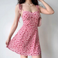 Sweet A Line Spaghetti Straps Print Floral Short Skirt Women Teenage Girl Summer Date Dress Vaccation Dress   D2178