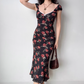 Vacation Print Rose Fitted Skirt Women Teenage Girl Summer Date Dress Seaside Dress   D2179