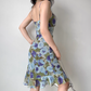 Seaside Spaghetti Straps Lace up Print Flower Ruffle Teenage Girl Women Summer Date Dress Vacation Dress  D2186