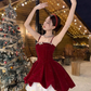 Shiny Wine Red Strapless Crystal Pleated Short Prom Dress Back to School Outfits Homecoming Dress Sweet 16 Dress Princess Dress  D2191