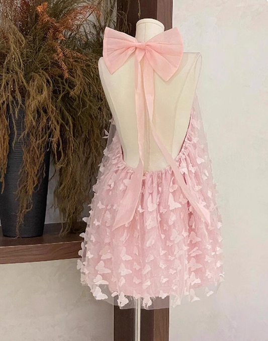 Cute Halter Buttlerfly Backless Short Prom Dress Back to School Outfits Homecoming Dress Sweet 16 Dress Party Dress  D2193