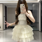 Sweet Spaghetti Straps Tulle Tiered Pleated Short Prom Dress Back to School Outfits Homecoming Dress Quinceanera Dress Party Dress  D2194