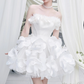 Beauty White Strapless Short Prom Dress Back to School Outfits Homecoming Dress Quinceanera Dress Party Dress  D2195