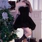 Shiny Black Strapless Crystal Short Prom Dress Back to School Outfits Homecoming Dress Quinceanera Dress Party Dress  D2197