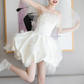 Cute White Strapless Feather Short Prom Dress Back to School Outfits Homecoming Dress Sweet 16 Dress Party Dress  D2198