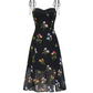 Seaside A Line Spaghetti Straps Split Print Dress Women Summer Date Dress  D2216