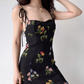 Seaside A Line Spaghetti Straps Split Print Dress Women Summer Date Dress  D2216