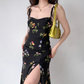 Seaside A Line Spaghetti Straps Split Print Dress Women Summer Date Dress  D2216