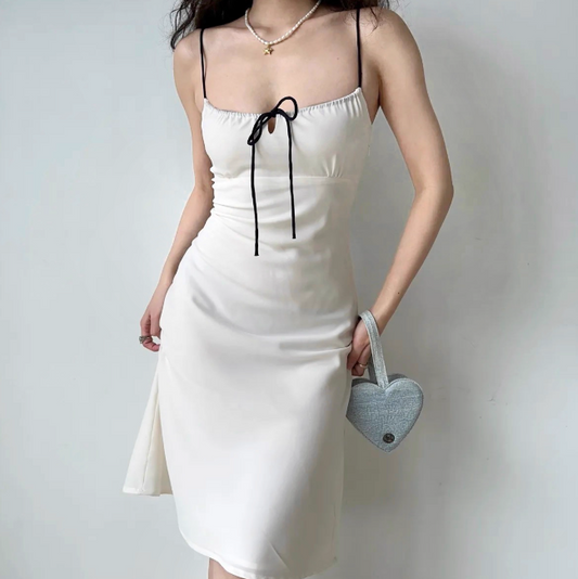 Minimalist Spaghetti Straps Lace up Women Teenage Girl Summer Date Dress Casural Dress  D2223