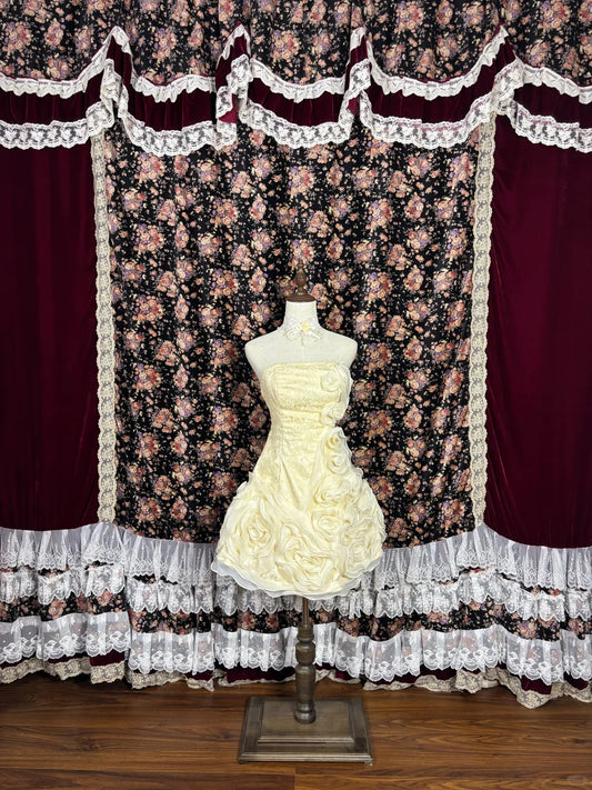 Cute A Line Strapless Flower Short Prom Dress Homecoming Dress Back to School Outfits Party Dress Cocktail Dress  D2223