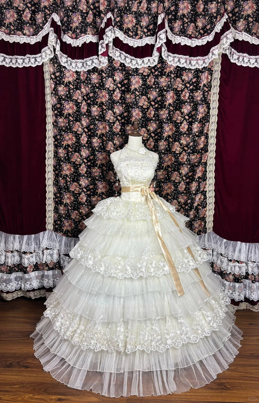 Charming Strapless Embroidered Tiered Lace Tulle Long Prom Dress Evening Dress Wedding Dress Ball Gown   D2230