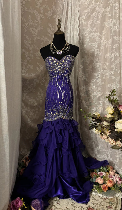 Charming Prom Dress Sweetheart Sequins Ruffle Mermaid Evening Dress Gala Dress D2242