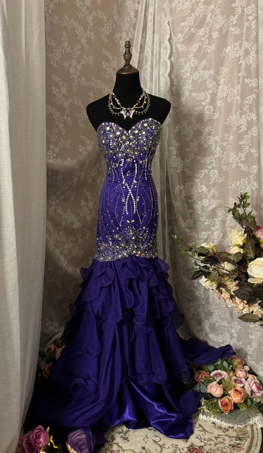 Charming Prom Dress Sweetheart Sequins Ruffle Mermaid Evening Dress Gala Dress D2242