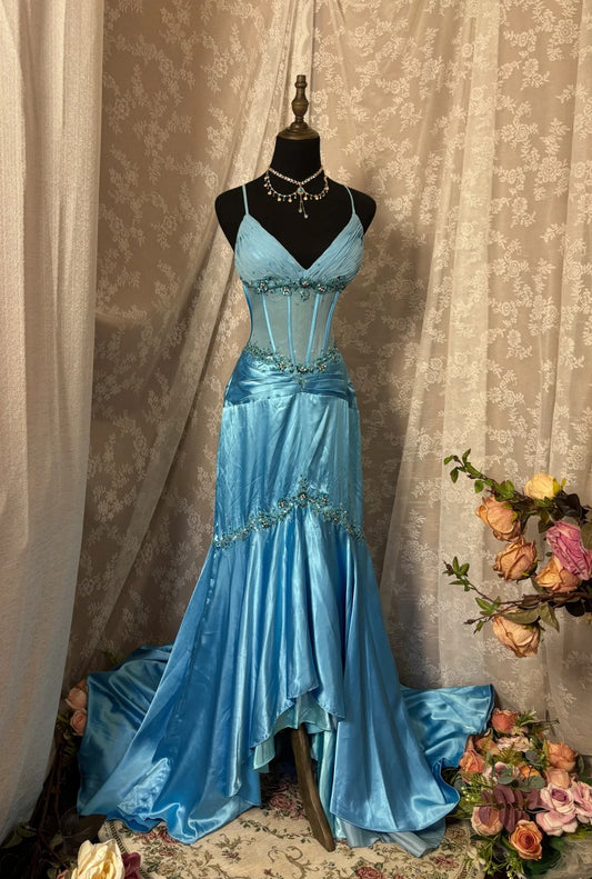 Beauty Prom Dress Spaghetti Straps Backless Asymmetrical Hem  Dress Gala Dress D2243