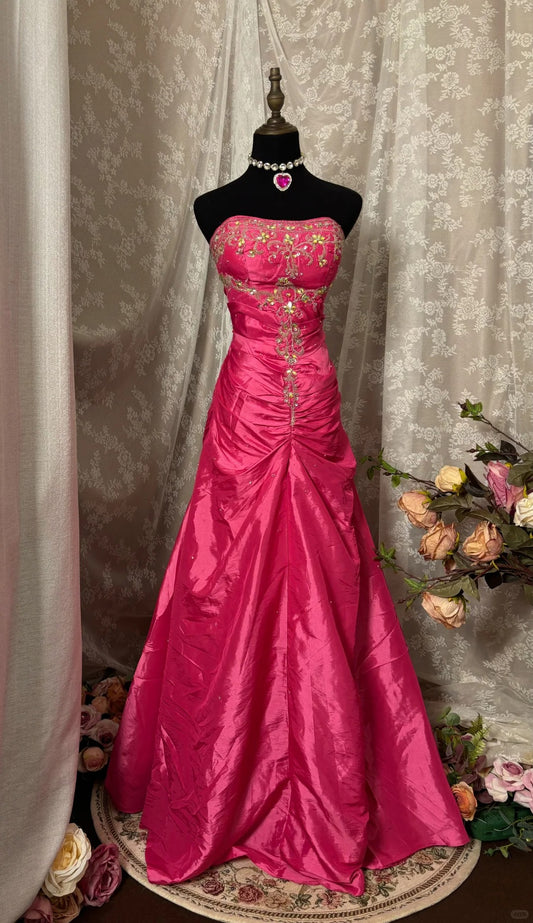 Pretty Prom Dress Strapless Pleated Crystal Gala Dress Evening Dress Dancing Dress   D2245