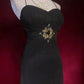 Elegant Black Prom Dress Spaghetti Straps Backless Crystal Gala Dress Evening Dress Dancing Dress     D2249