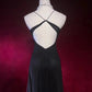 Elegant Black Prom Dress Spaghetti Straps Backless Crystal Gala Dress Evening Dress Dancing Dress     D2249