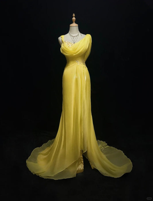 Robe de bal élégante, col asymétrique, paillettes, plissée, robe de soirée, robe personnalisée D2252