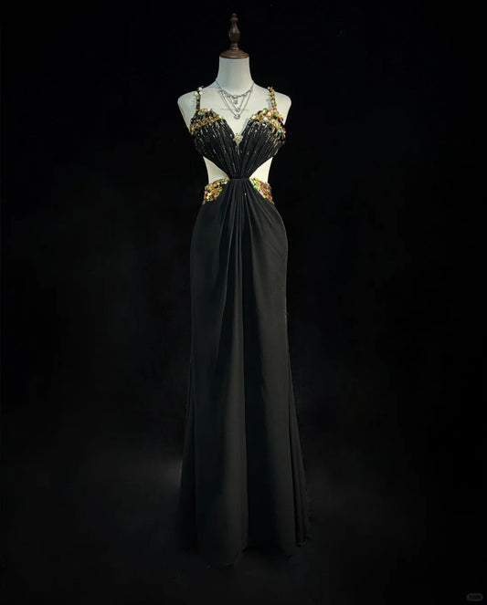 Sexy Prom Dress Spaghetti Straps Sequins Backless Gala Dress Evening Dress Customized Dress   D2254