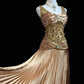 Shiny Prom Dress Spaghetti Straps Sequins Crystal Pleated Gala Dress Evening Dress Customized Dress D2256