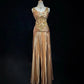 Shiny Prom Dress Spaghetti Straps Sequins Crystal Pleated Gala Dress Evening Dress Customized Dress D2256