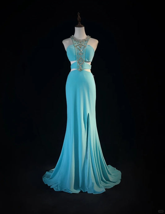 Sexy Prom Dress Split Beading Gala Dress Evening Dress Customized Dress D2257