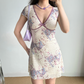 Pretty Women Dress A Line V-neck Print Short Skirt Summer Seaside Dress Teenage Girl Date Dress  D2261
