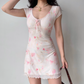 Pretty Women Dress A Line Print Summer Vacation Seaside Dress Teenage Girl Date Dress  D2265